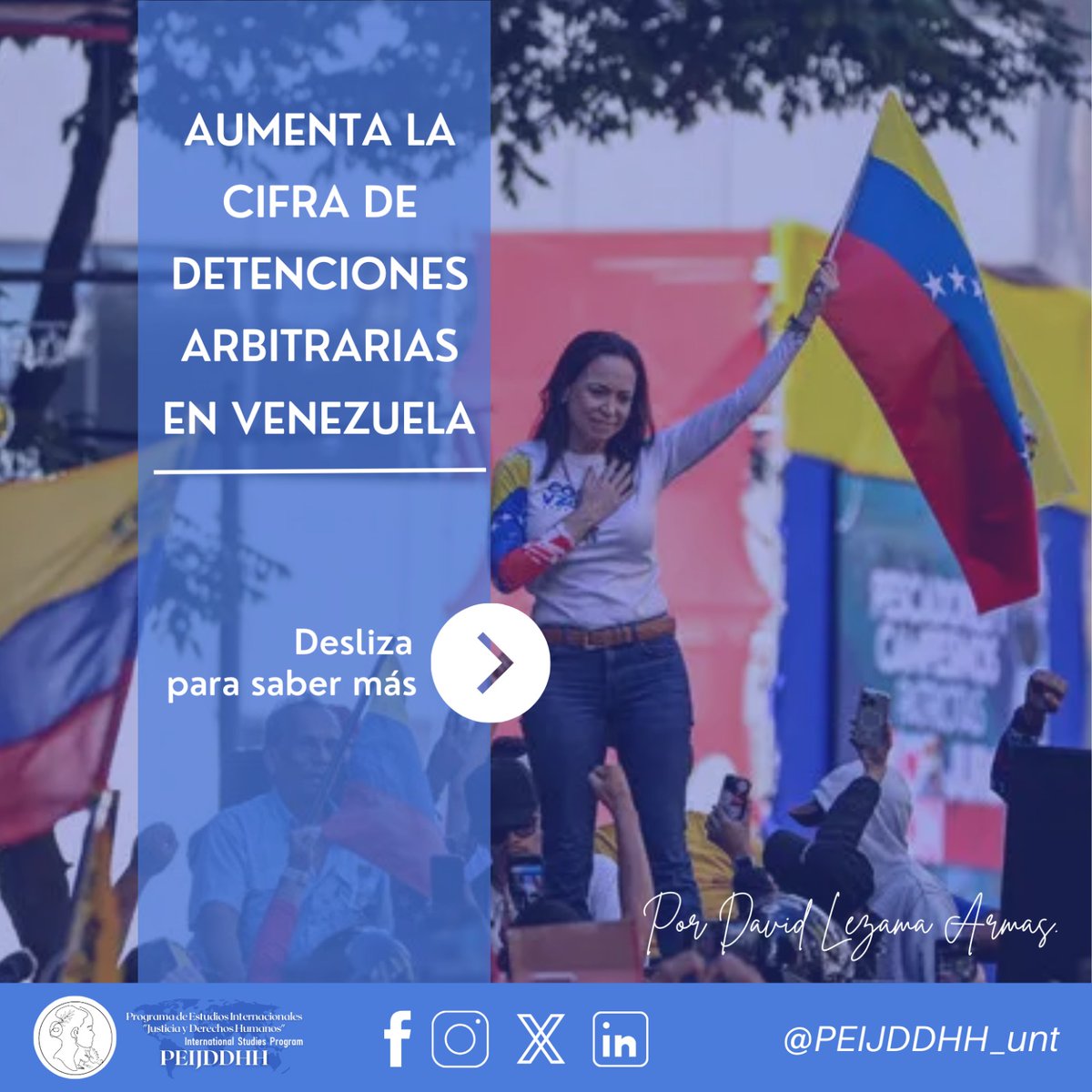 peijddhh_unt's tweet photo. 📇Infórmate sobre nuestro primer boletín titulado "Aumenta la cifra de detenciones arbitrarias en Venezuela" 🇻🇪⚖️ https://t.co/RN9ohpm1Kk