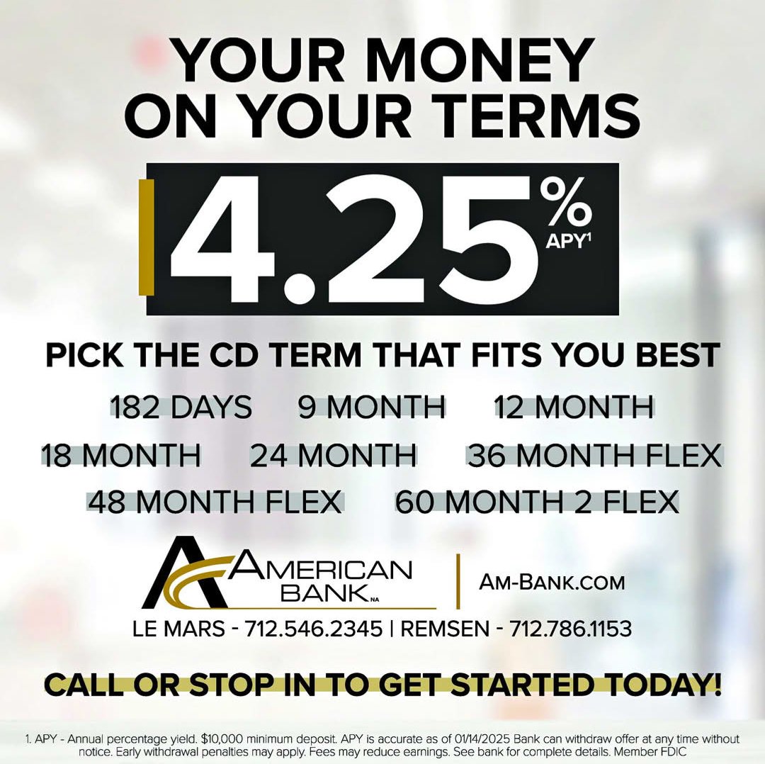 FAKEBOBVP's tweet image. Better head over to @AmericanBankIA for that CD special today!