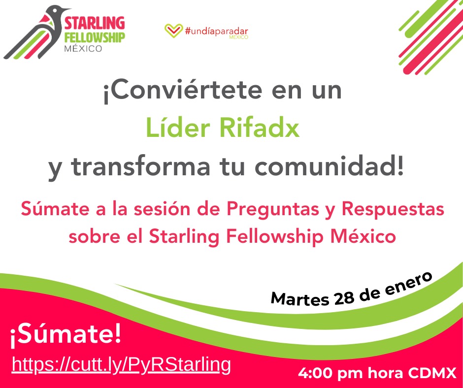 🌟 ¡Llamando a los líderes rifadxs! 🌟Starling Fellowship México busca a líderes visionarios para formar parte de una comunidad comprometida con la transformación social. 🚀 Súmate a la sesión de preguntas y respuestas
📅 28 de Enero
⏰ 4:00 pm CDMX 
📍 cutt.ly/PyRStarling