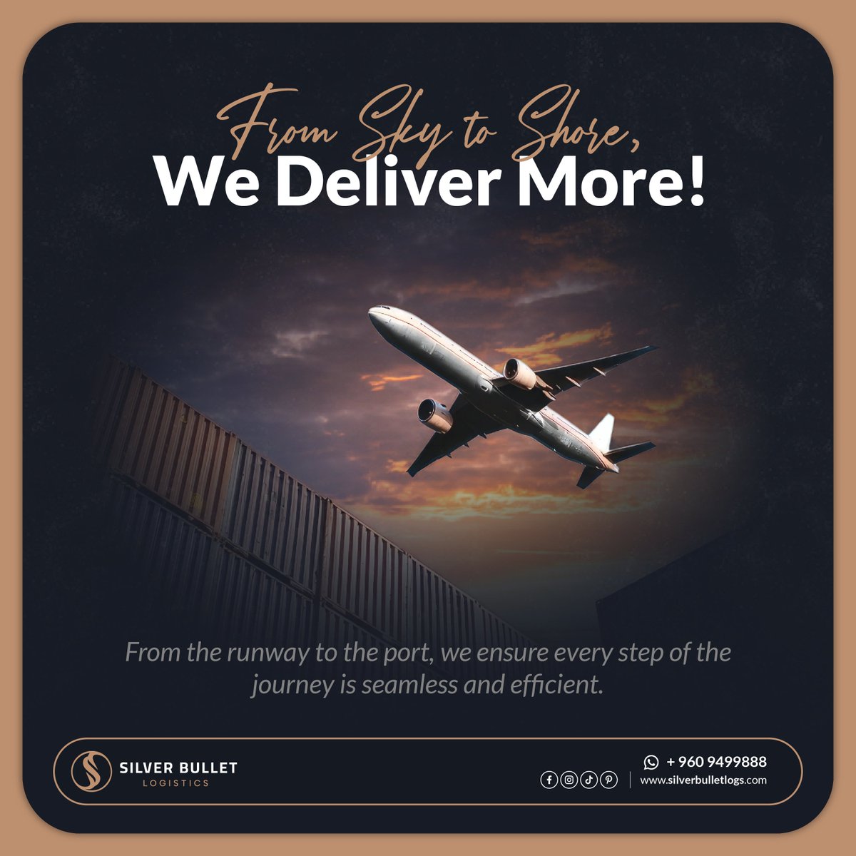 silverbulletmv's tweet image. ✈️ 𝐅𝐫𝐨𝐦 𝐒𝐤𝐲 𝐭𝐨 𝐒𝐡𝐨𝐫𝐞, 𝐖𝐞 𝐃𝐞𝐥𝐢𝐯𝐞𝐫 𝐌𝐨𝐫𝐞!

📦 Ready to take your logistics to new heights? Contact us today!

📞 +960 9499888 | 📧 info@silverbulletlogs.com
🌐 silverbulletlogs.com

#AirFreightExperts #SilverBulletLogistics #SeamlessShipping