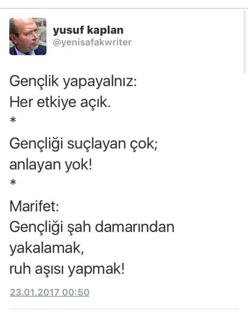 yenisafakwriter's tweet photo. Gençlik yapayalnız:
Her etkiye açık.
*
Gençliği suçlayan çok;
anlayan yok!
*
Marifet:
Gençliği şah damarından yakalamak,
ruh aşısı yapmak! https://t.co/LDwpSRzccK