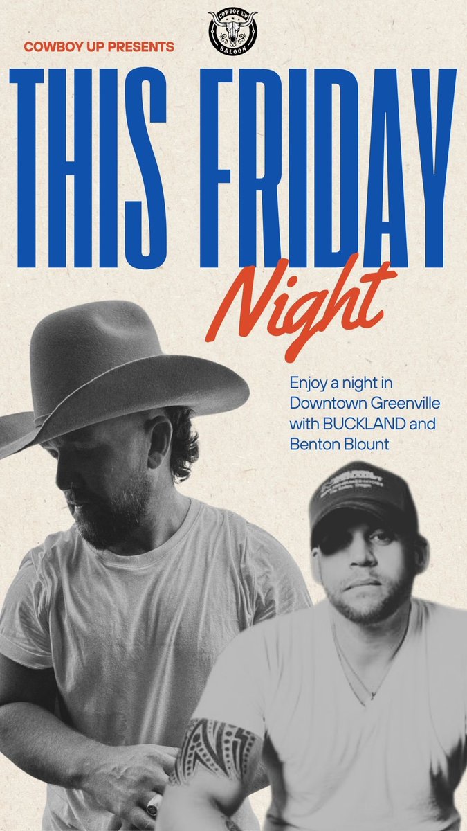 It has been a minute Greenville, but I will be joining a long time friend and great singer Matt Buckland tomorrow (Friday) at Cowboy Up for a Country duo night of music and fun! Show is 9pm-Midnight!