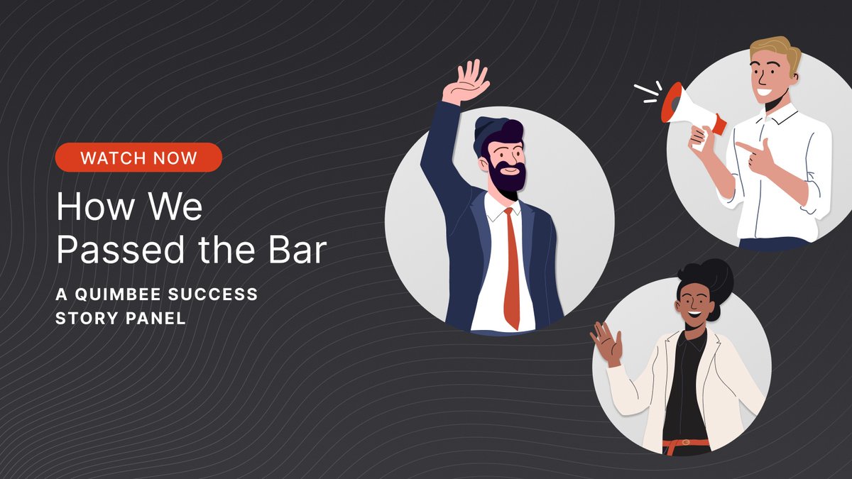 You can now watch the full, live recording of our latest webinar—How We Passed the Bar: A Quimbee Success Story Panel. 

Watch now: hubs.li/Q033Qr4R0