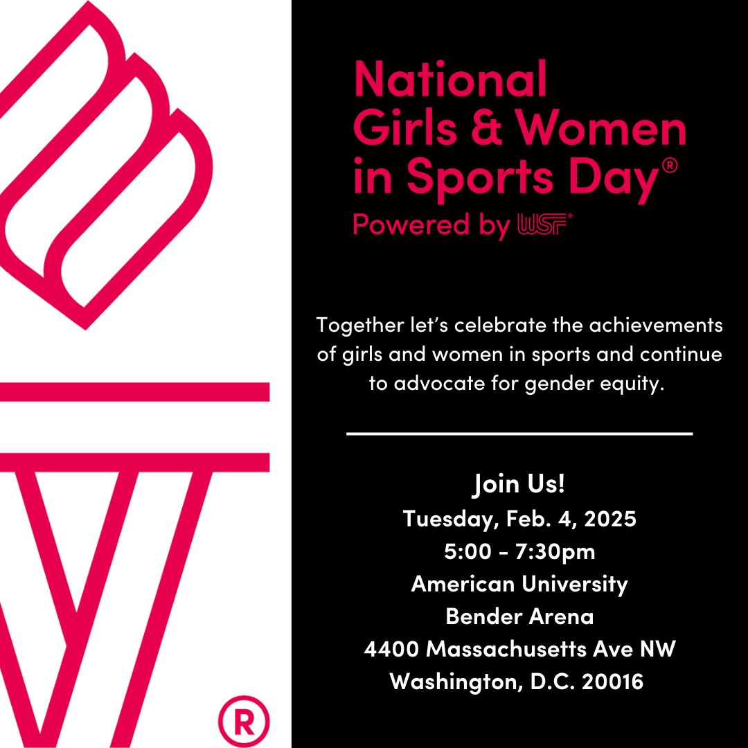 Women's Sports Foundation (@womenssportsfdn) on Twitter photo Celebrate National Girls & Women in Sports Day® with us at our first Athlete Ambassador Program of 2025 in partnership with <a href="/Delta/">Delta</a>! Join us, the <a href="/WashMystics/">Washington Mystics</a> and <a href="/AUeagles/">American U. Eagles</a> on Feb. 4 in Washington, D.C. for an empowering evening. 💪🌟Learn more: docs.google.com/forms/d/e/1FAI… #NGWSD2025 Celebrate National Girls & Women in Sports Day® with us at our first Athlete Ambassador Program of 2025 in partnership with <a href="/Delta/">Delta</a>! Join us, the <a href="/WashMystics/">Washington Mystics</a> and <a href="/AUeagles/">American U. Eagles</a> on Feb. 4 in Washington, D.C. for an empowering evening. 💪🌟Learn more: docs.google.com/forms/d/e/1FAI… #NGWSD2025