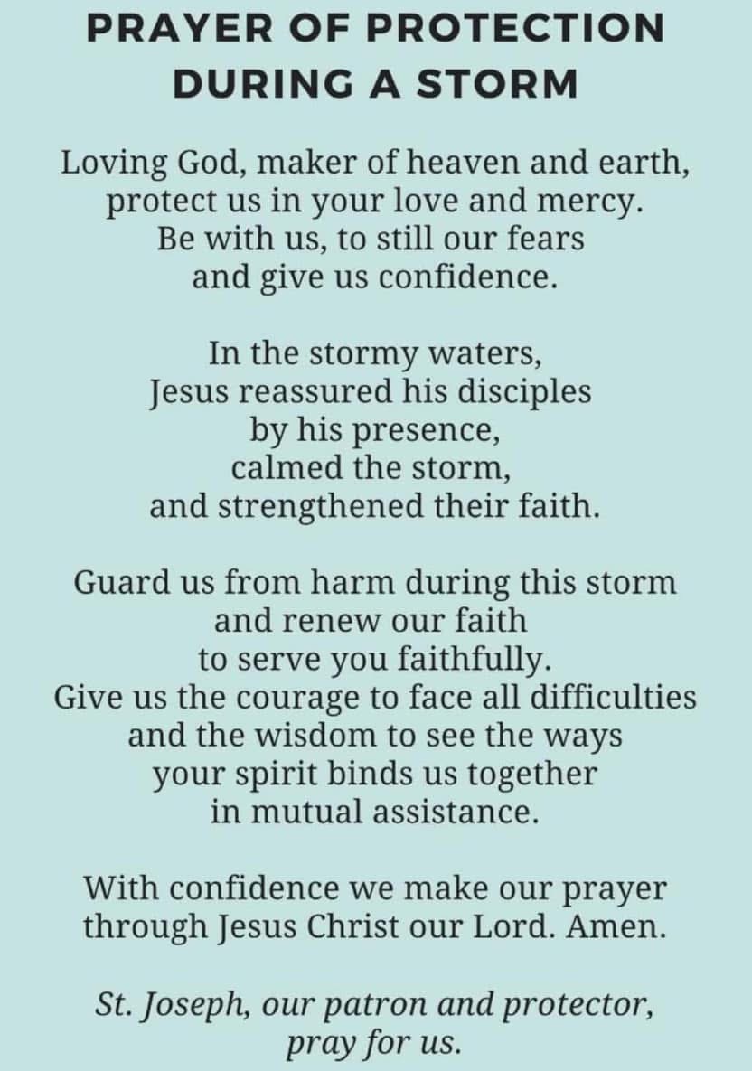 Sending a quiet prayer to all ahead of the storms forecast. Keep safe 🙏