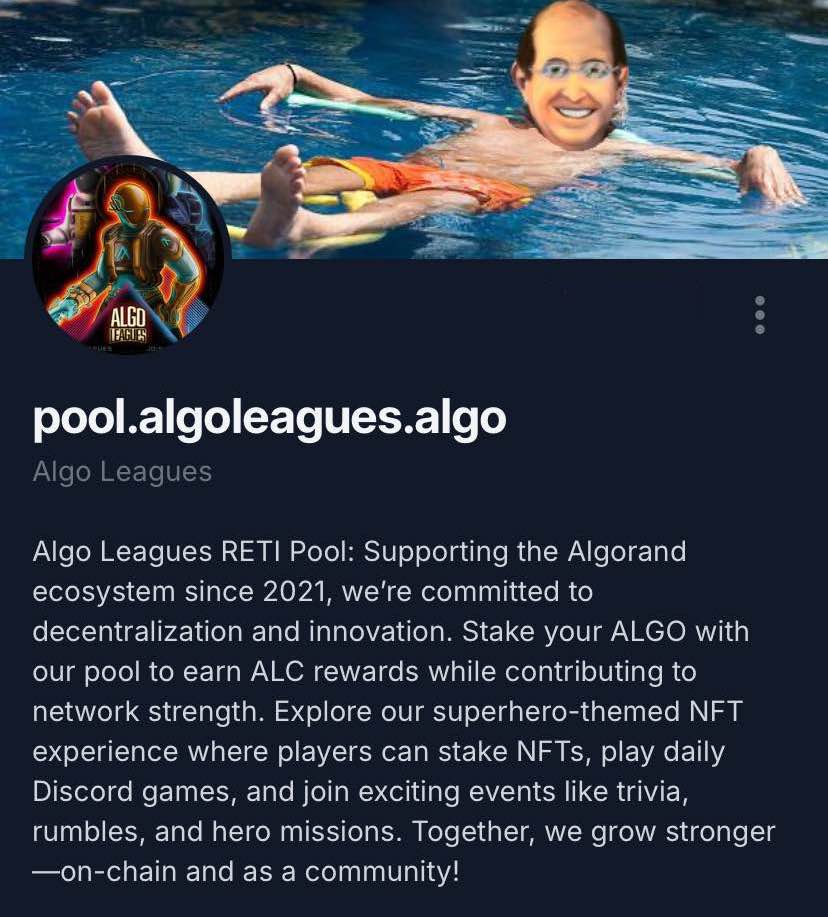AlgoLeagues's tweet image. 🚨Attention all #Algofam!🚨

The @AlgoLeagues Reti-Pool is ready to go! 

Pool stakers will be rewarded with their share of block rewards + 16,000 ALC every 12,000 rounds (approximately 300,000 #ALC per week!) 

👇👇👇👇👇
reti.nodely.io/validators/3
👆👆👆👆👆

 #AlgorandNFTs…