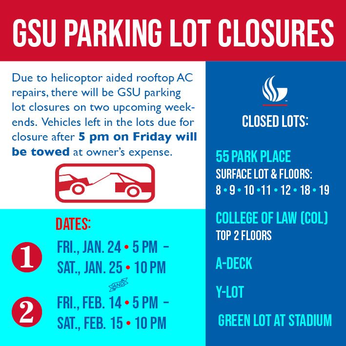 GSUCampusSrvcs's tweet image. This starts TOMORROW! Make sure to move your cars by 5 pm.