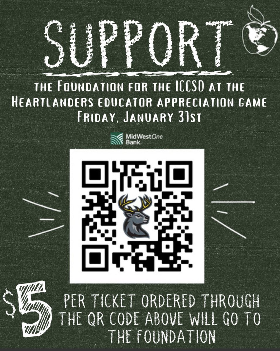 Foundation for ICCSD (@iccsdfoundation) on Twitter photo Join us on January 31st to cheer on the <a href="/GoHeartlanders/">Iowa Heartlanders</a> and honor our incredible educators! For every ticket purchased, $5 will be donated to benefit ICCSD! 🙌 Get your tickets now at bit.ly/Heartlanders25! 🍎🎟️ Join us on January 31st to cheer on the <a href="/GoHeartlanders/">Iowa Heartlanders</a> and honor our incredible educators! For every ticket purchased, $5 will be donated to benefit ICCSD! 🙌 Get your tickets now at bit.ly/Heartlanders25! 🍎🎟️