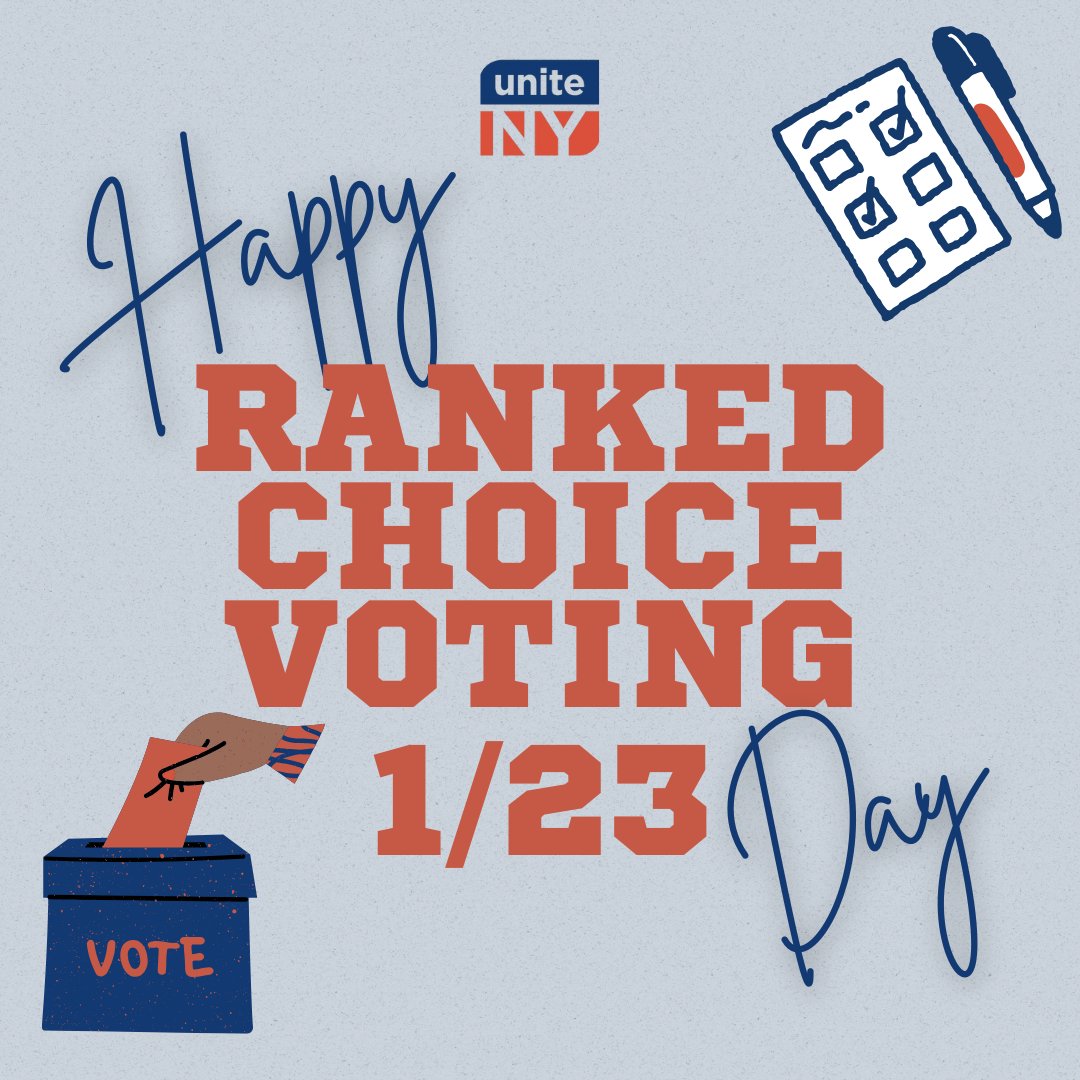 Unite_NY's tweet photo. 🗳️ Happy Ranked Choice Voting Day, 1/23! 

Join us as we celebrate with events across New York State and connect with reform advocates nationwide! 
https://t.co/nFHxFOPm4D

#RankedChoiceVotingDay #MoreVoiceMoreChoice https://t.co/AWkfjhAwpK