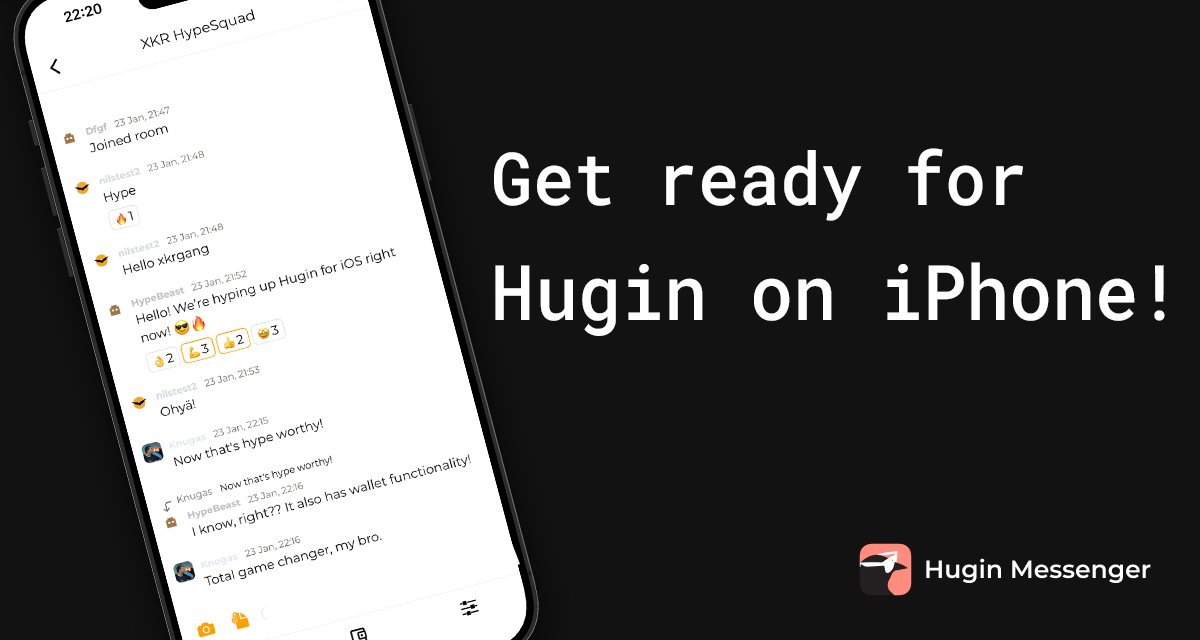 Great news, everyone! 🔥 Hugin is *finally* coming to iPhone! 🤩 The boys in the lab just finished the first version and it will soon be available to all who sign up for the beta test here: forms.gle/kEPqVinrHvRRpo… By the way, it also features full wallet functionality 💸 😎