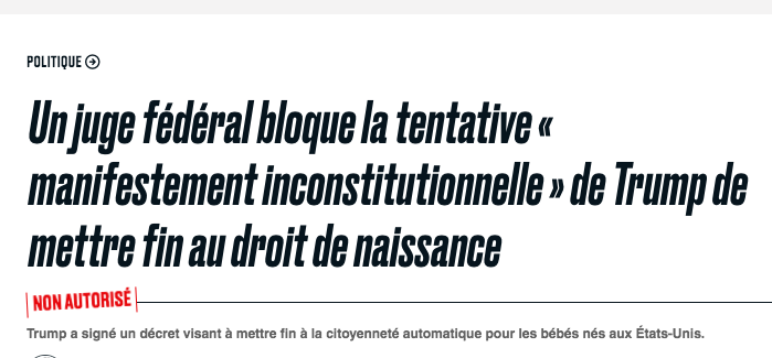 PascalJouary's tweet photo. Un juge fédéral bloque la tentative « manifestement inconstitutionnelle » de Trump de mettre fin au droit au sol https://t.co/b8mHfSzOkh