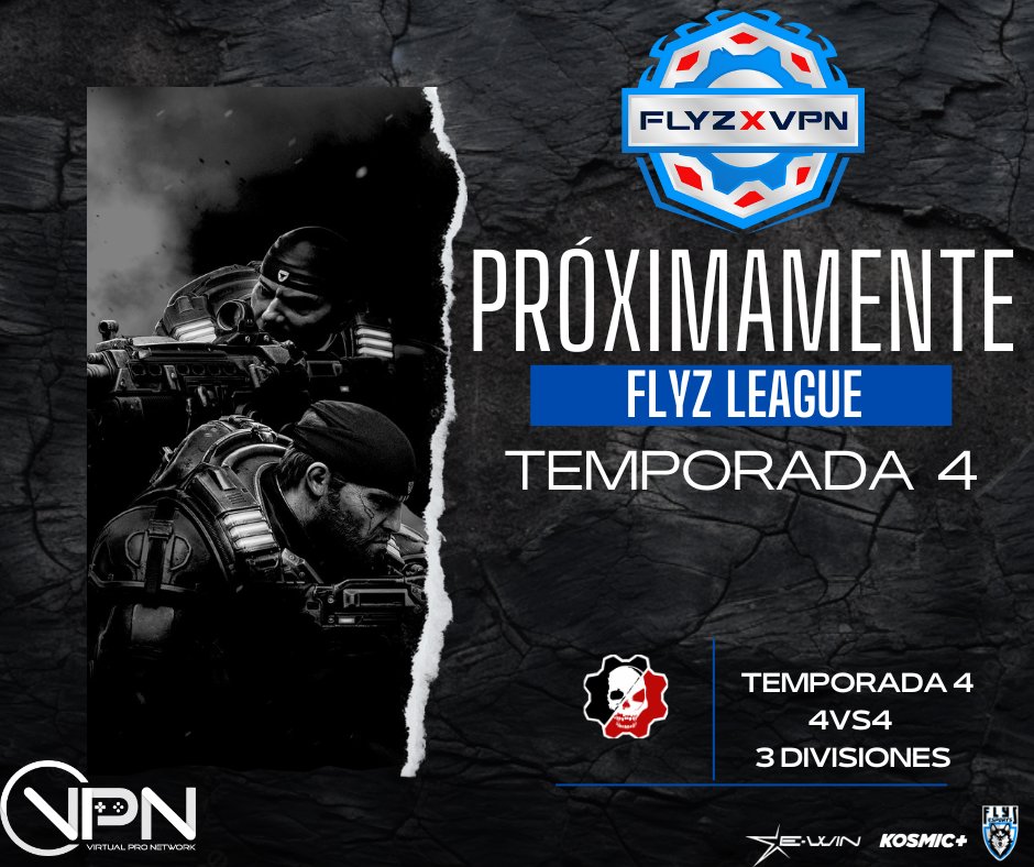 Regresa Flyz League Gears 🏆
Con una nueva temporada 
Los mejores equipos los mejores jugadores estáran aqui
🔥Preparense 🔥
Próximamente abriremos 
Inscripciones 👀
#gears5
#torneo
#4vs4
#goflyz
#rt+💙
Sponsor:
<a href="/VPN_MEXICO/">Virtual Pro Network México</a>
<a href="/EWINMexico/">EWINMX</a> 
<a href="/Kosmicplus/">Kosmic+ 🚀</a>