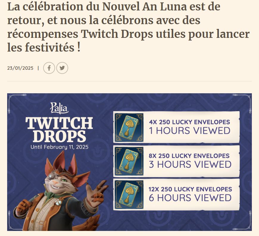 LinetteMJones's tweet photo. Palia - Nouvelle campagne de Drops sur Twitch⬇️⬇️⬇️ https://t.co/j28NprBvTy
