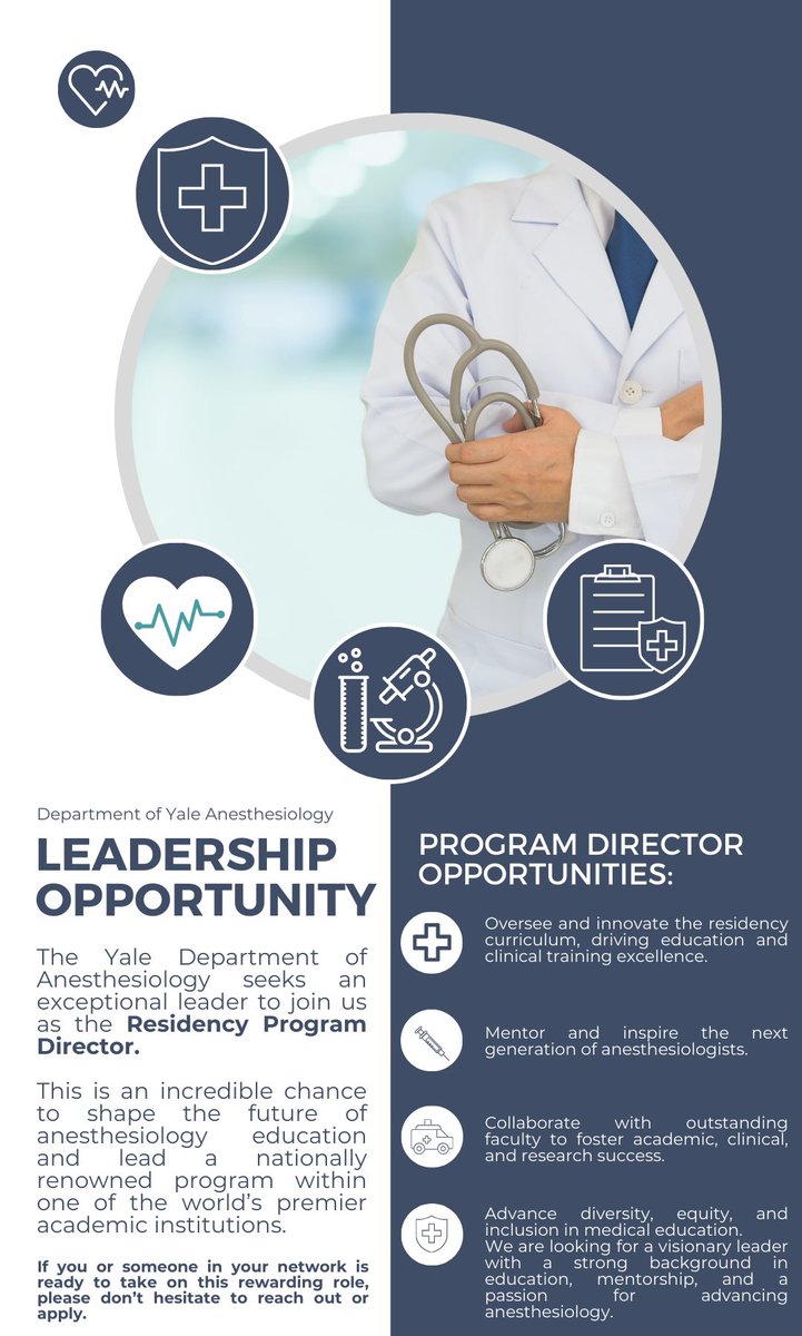 🚨Exciting Leadership Opportunity at Yale Anesthesiology🚨 Interested or want more info?? Click the link below!

lnkd.in/eACHtbJT