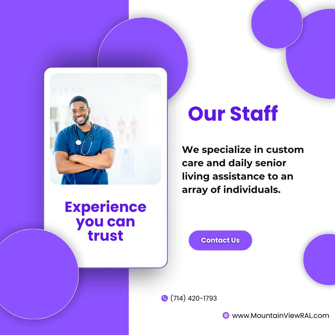 MountainViewRAL's tweet photo. 𝗢𝘂𝗿 𝗦𝘁𝗮𝗳𝗳
We specialize in custom care and daily senior living assistance to an array of individuals. 
#homewithaview #SeniorLiving #qualitycare #assistedliving #seniorcare #Arizona #assistedliving #mountainview
https://t.co/EgrnpBuvQn https://t.co/5aI2LSMBJt