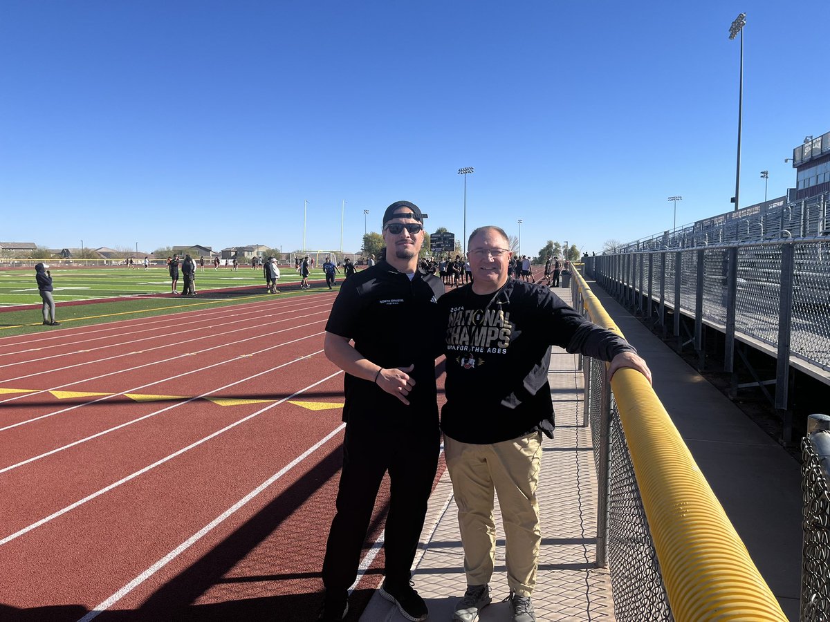 Great having <a href="/Tyson_Mav/">Tyson Maeva</a> <a href="/UNDfootball/">North Dakota Football</a> recruiting our <a href="/SRHSFootball1/">Shadow Ridge Football -AZ</a> program. Thank you coach!