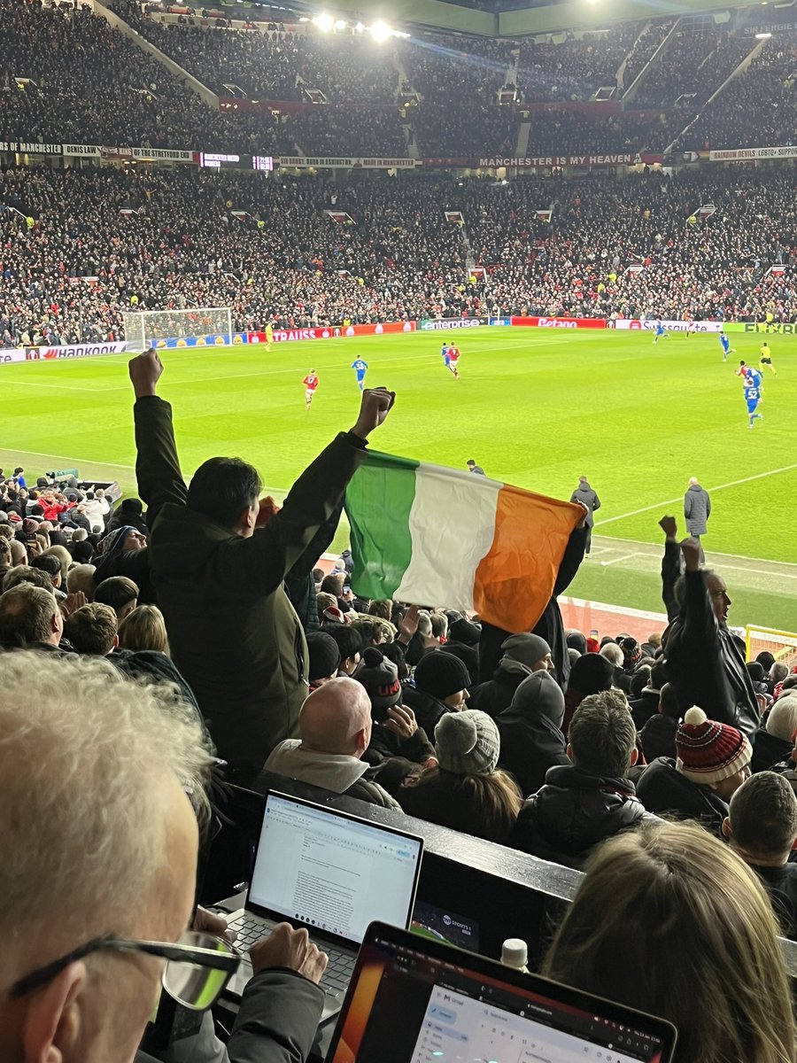 A different flag unfurled close to the Rangers section #mufc