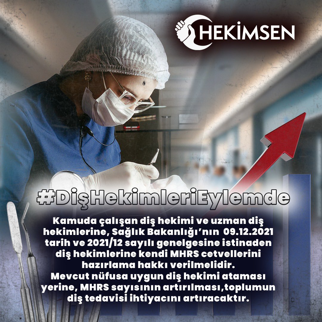 Sağlık Bakanlığı'na bağlı kurumlarda görev yapan diş hekimleri, her geçen gün artan ülkemizin nüfusuna rağmen,ağız ve diş sağlığı hizmetlerini yetersiz sayıda diş hekimi ile vermeye çalışmaktadır.
Diş hekimlerinin artan MHRS sayısı ve Bakanlığın deyimiyle iç dinamikler ile