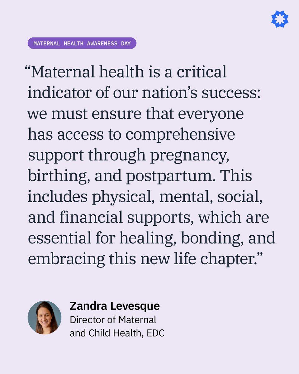 The theme of this year's #MaternalHealthAwarenessDay,"Know What’s at Stake," offers a reminder that 80% of maternal deaths are considered preventable. EDC's Zandra Levesque comments on the importance of dedicating the resources to support #maternal health.