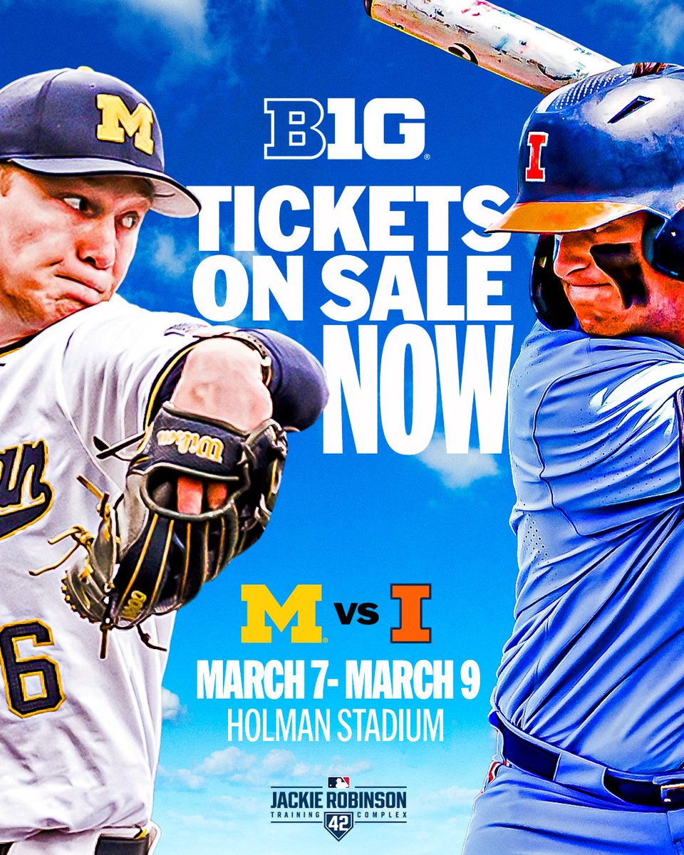JRTC42's tweet image. Big Ten Baseball is coming to Vero Beach, Florida! 🏖️🌴
Watch the Michigan Wolverines and the Fighting Illini face off in this three-day series at historic Holman Stadium.
Tickets available now tdctix.com/3C8JWbi