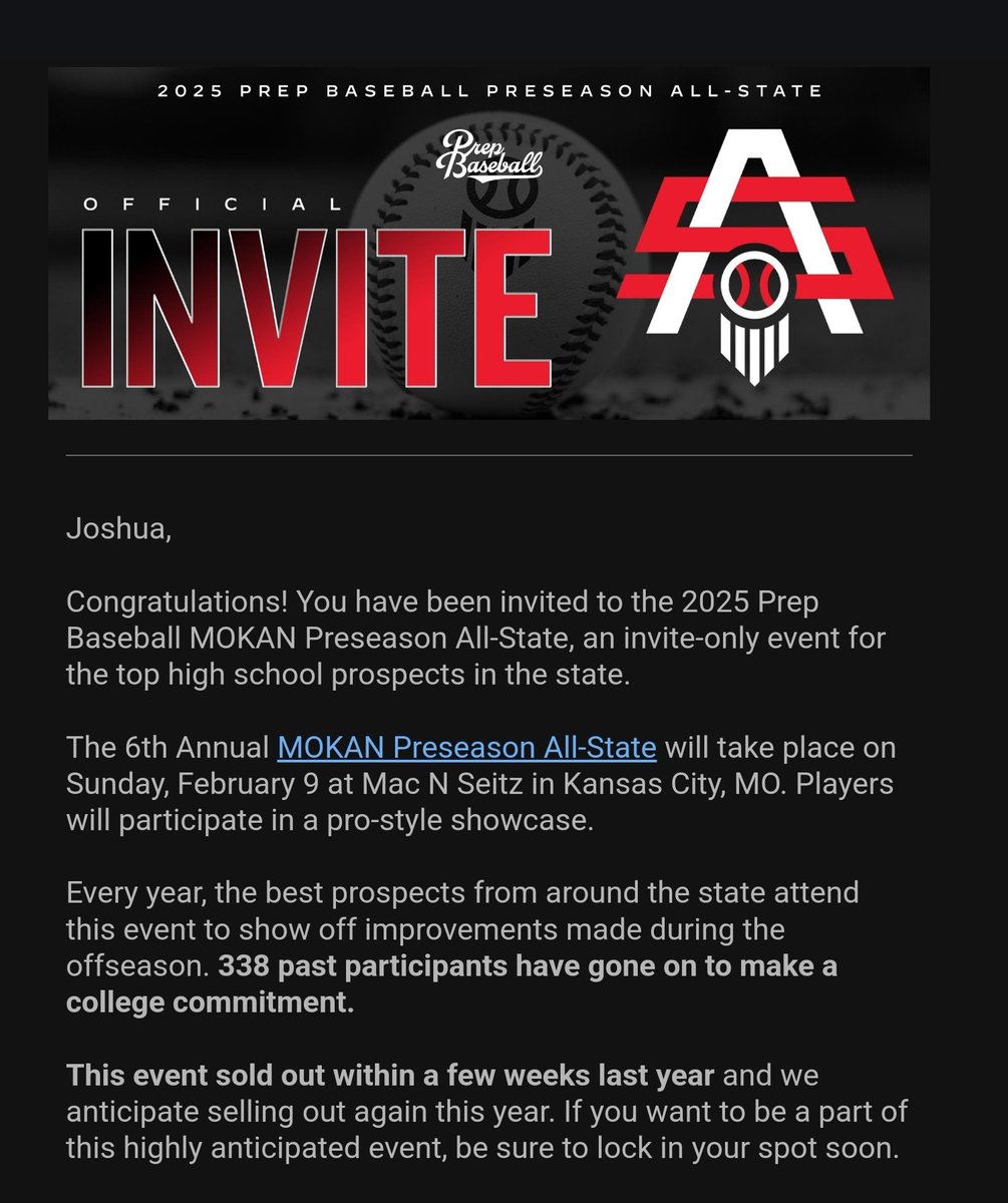 Honored to represent <a href="/BCbaseballtoday/">Building Champions</a> and <a href="/MiegeBaseball/">Bishop Miege Baseball</a> at <a href="/PrepBaseballKC/">Prep Baseball Kansas City</a> Preseaon All State!  <a href="/TopSpeedLLC/">Joseph Potts</a> <a href="/PbrUrban/">Andy Urban PBR</a>   #GLO_RY