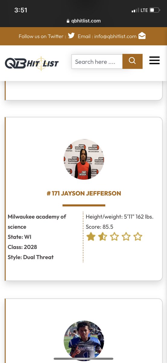 show1ime's tweet photo. Thankful to be ranked amongst the best dual threat style QBs in the c/o 2028 by @QBHitList #2 Qb in Wisconsin and #171 in the country. @CoachRico15 @MJ_NFLDraft https://t.co/2d3Nt62eTF