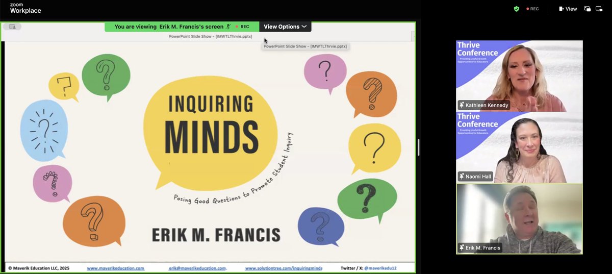 NCMiddle's tweet photo. Currently learning from 2025 NCMLE Conference keynote speaker @DarrinMPeppard at the virtual #ThriveConference! 🎙️🔥

Learn from Dr. Peppard at #MSMatters2025 and be on the lookout for his new book with NCMLE friend @KatieKinder1! 📚

Next up is @Maverikedu12! #DOKSage 🤔 https://t.co/5Yck5WnkEB