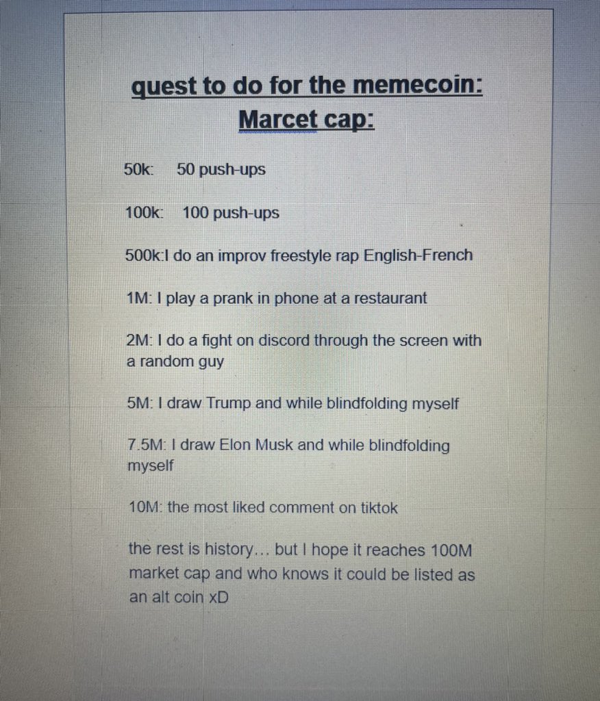 17YearArabDev's tweet photo. quest to do for the memecoin in live X:
Market cap:
#crypto #Trump #ElonMusk #memecoin #solana https://t.co/1XQzFhX1O4