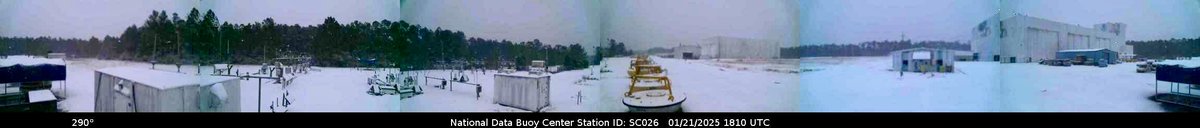 A couple buoys "chilling" 🥶 at our headquarters in south Mississippi captured a rare sight on their 360° cameras this week: SNOW! 
❄️Did you experience this historic wintery weather event with us? "Snow" us your best cold-weather pics from the week!❄️
 #SnowDay #WinterWX