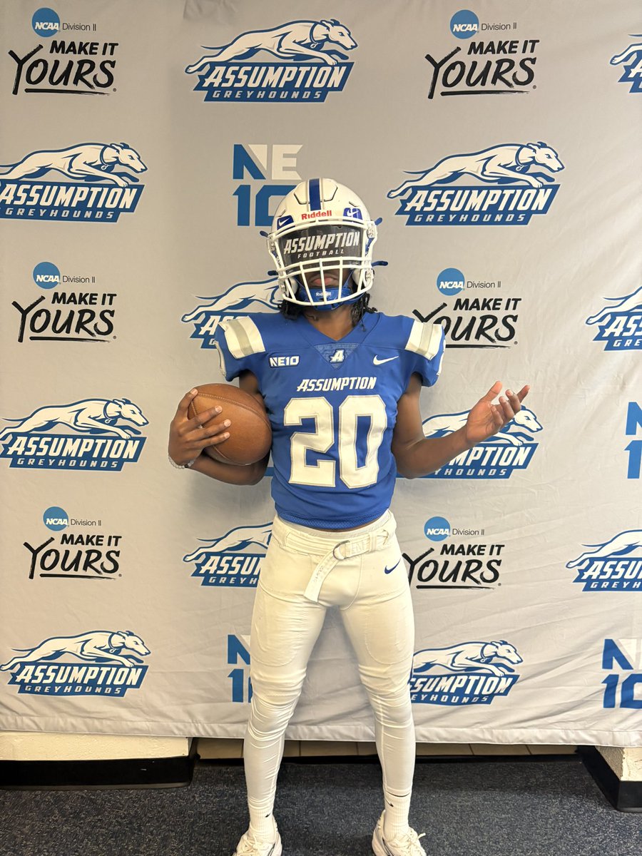 Had an incredible official visit at Assumption! Grateful for the opportunity to learn about the Hounds &amp; meet the staff. #GoHounds <a href="/AssumptionFB/">Assumption University Football</a> <a href="/KASHDEFENSE/">Kyle Ashby</a> <a href="/CoachMcKenzie17/">Andy McKenzie</a> <a href="/FootballBunnell/">Bunnell Football</a> <a href="/CoachTy1906/">Coach Ty</a>