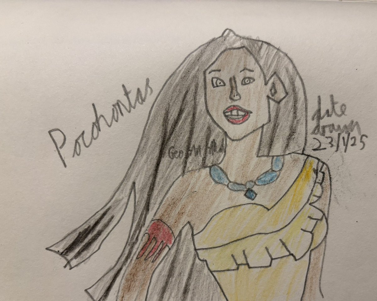 GeoArtAttack's tweet image. Here’s my drawing of pocahontas! I’d appreciate it if you could drop @geoartattack a follow as well! #geoartattack #artist #artwork #freehanddrawing #disneyart #disneydrawing #pocahontas