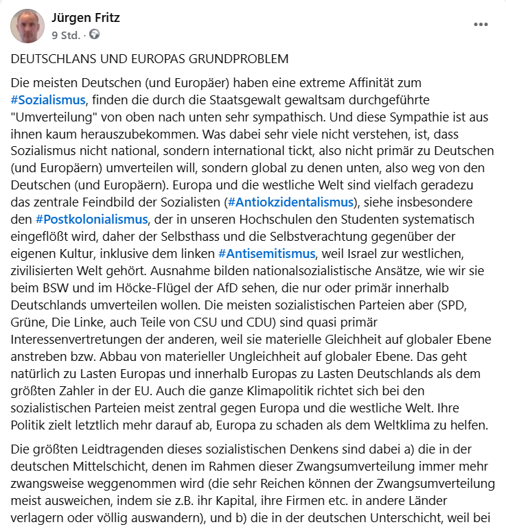 Juergen_Fritz's tweet photo. @WolfMalca @ulfposh Die #NeueLinke betreibt ganz gezielt eine Politik gegen die Deutschen, gegen die Europäer, gegen die Westler, gegen die zivilisierte Welt (Selbsthass) und für die anderen. Das hat System. https://t.co/earvGFKNlJ