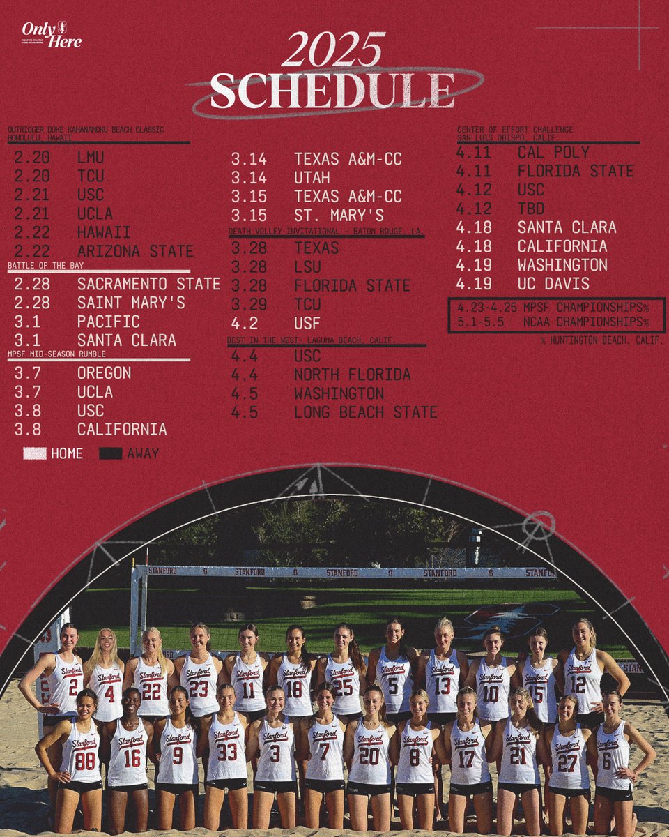 StanfordBeachVB's tweet photo. 🚨 2025 SCHEDULE RELEASE 🚨 

Mark your calendars, the Cardinal have 1️⃣7️⃣ home matches at Stanford Beach Volleyball Stadium 🏖️🏐

🗞️➡️ https://t.co/6XBqs8dUBV

#GoStanford https://t.co/sRz4Zdez7e