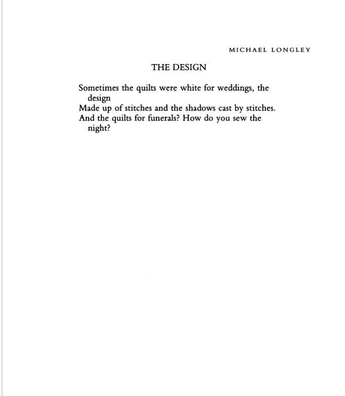 Sad to hear of Michael Longley’s passing. He had a huge influence on my own work.   🖤