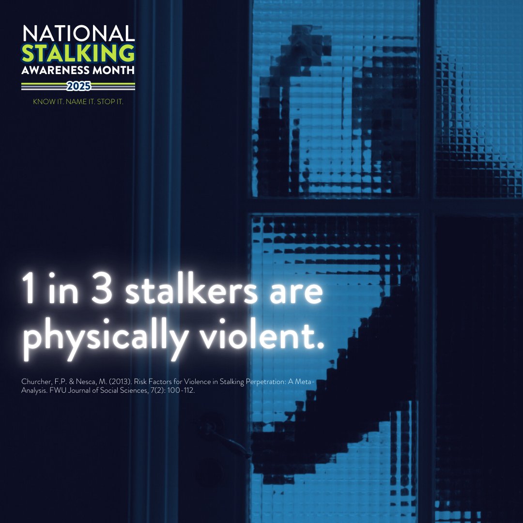 Safe_PassageDV's tweet image. Stalkers are DANGEROUS! They often physically harm their victims, the victims’ loved ones, and the broader community. #NSAM2025 #KnowItNameItStopIt