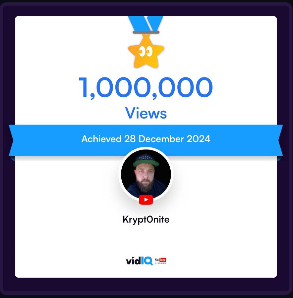Krypt0nite_YT's tweet photo. 🎉 1,000,000 views on YouTube! 🎉
I can’t thank you all enough for the support, comments, and love you’ve shown my content. This milestone means the world to me.
Next goal? 🚀 Hitting 3,000 subscribers! Let’s keep building this amazing community together. 💙 https://t.co/9YPKWqV9GT