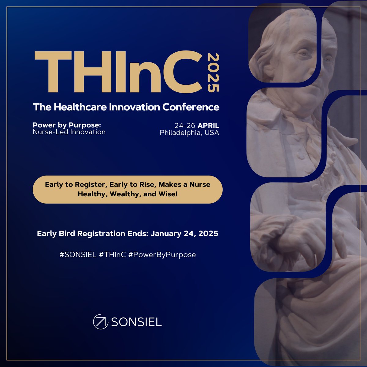 As Benjamin Franklin wisely said, "Early to register, early to rise, makes a nurse healthy, wealthy, and wise!" Don’t just witness the future of #nursing and #innovation: be the one to shape it! Early Bird Registration ends TOMORROW - secure your spot: linktr.ee/sonsiel
