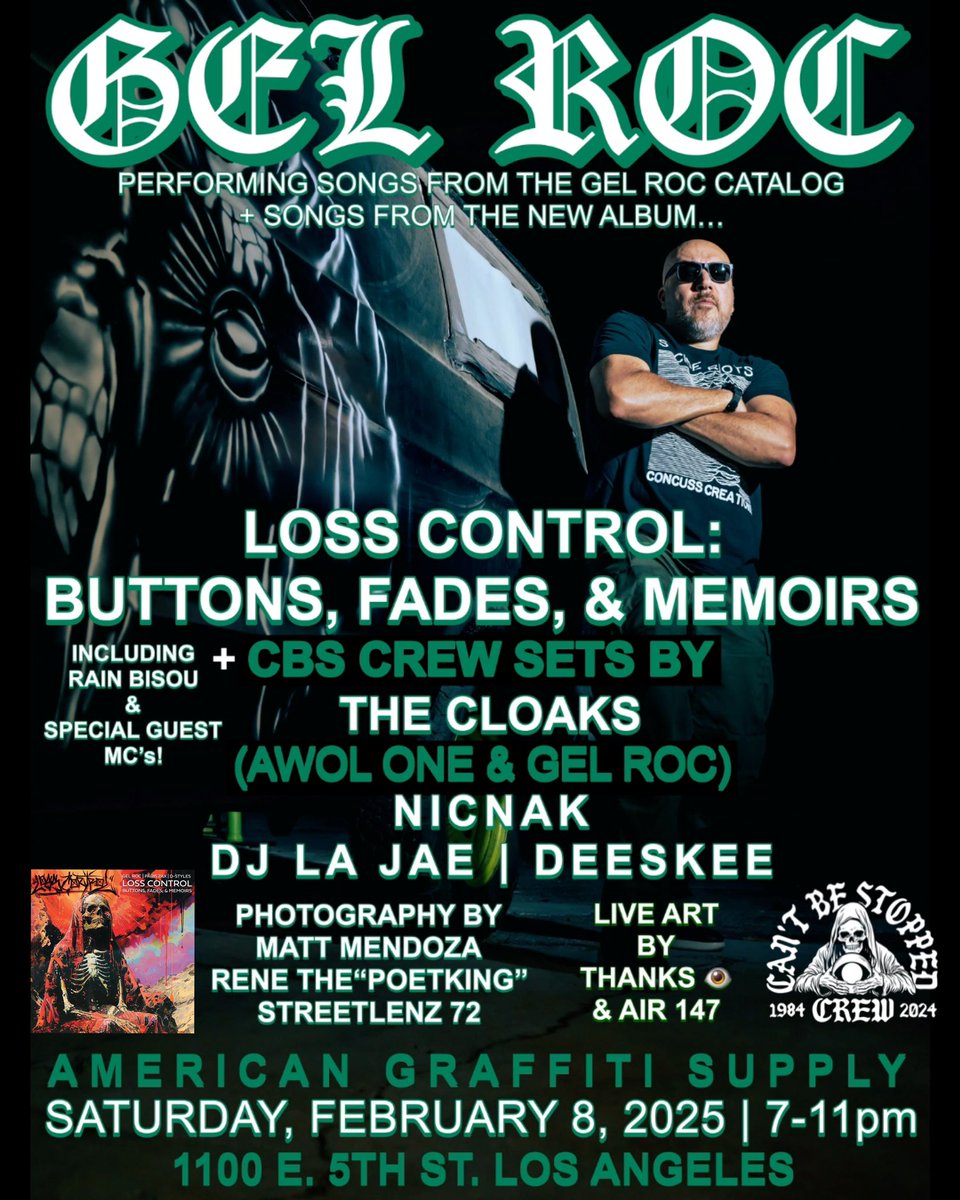 Join us at my Cloak brother <a href="/GEL_ROC/">GEL ROC</a> record release party in L.A on Sat 2/8/25