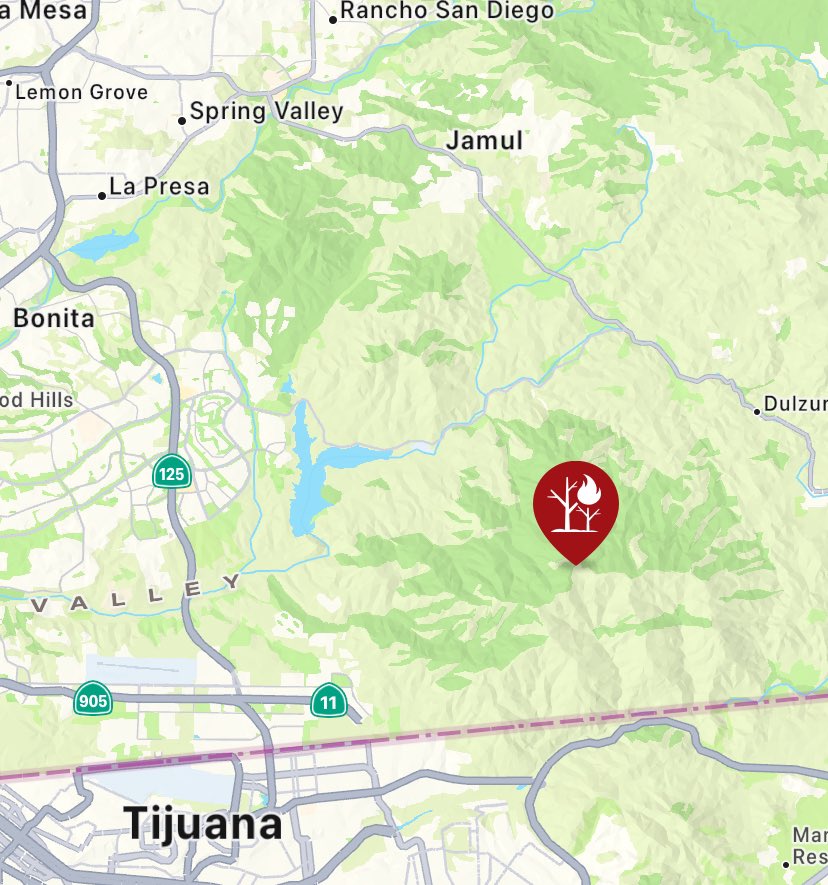 CALFIRESANDIEGO's tweet image. @CALFIRESANDIEGO Firefighters are responding to a vegetation fire near Otay Mountain Truck Trail located within the Otay Wilderness Area. #BorderFire