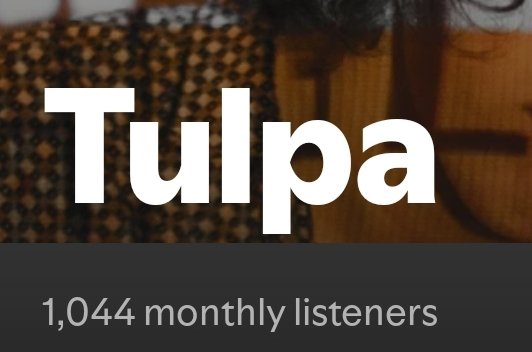 TULPAproject's tweet photo. First time breaching 1k on Spotify!! https://t.co/cZTQAlJF0z