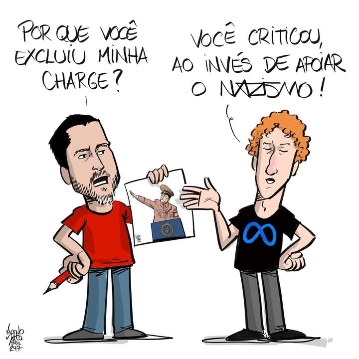 _kinem_aliel's tweet photo. 🔴Uma Charge de #NandoMotta foi censurada pelo Facebook.
E aí ele repondeu com outra charge genial! https://t.co/39u2PdRmZ2