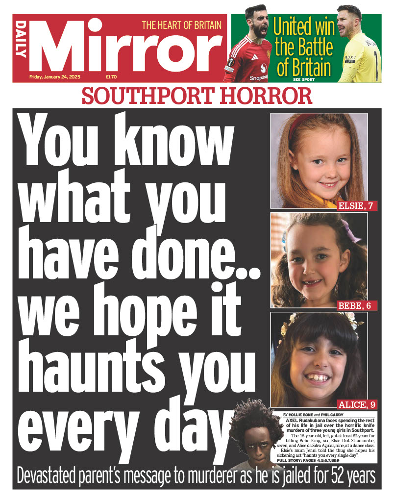 Friday's front page: Southport horror

#TomorrowsPapersToday

mirror.co.uk/news/uk-news/b…