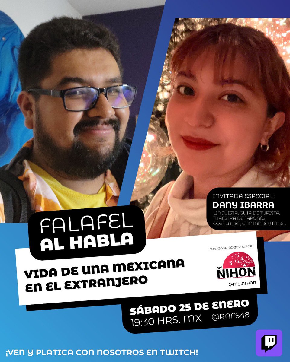 MyNihon's tweet photo. Hola! El sábado a las 9:30 pm (horario México) estaré participando en la sección de pláticas de mi amigo Rafa en Twitch. Vamos a charlar sobre temas interesantes, compartir experiencias y pasar un buen rato. ¡No se lo pierdan! https://t.co/5XglQU4PsS