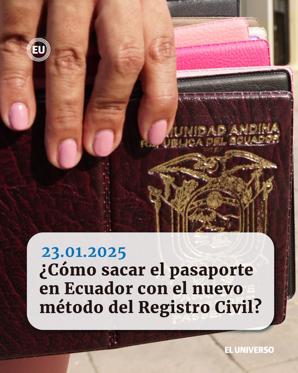 eluniversocom's tweet photo. ¿Cómo sacar el pasaporte en Ecuador con el nuevo método del Registro Civil? https://t.co/epqJQXrdmK https://t.co/l62ULmP1DC