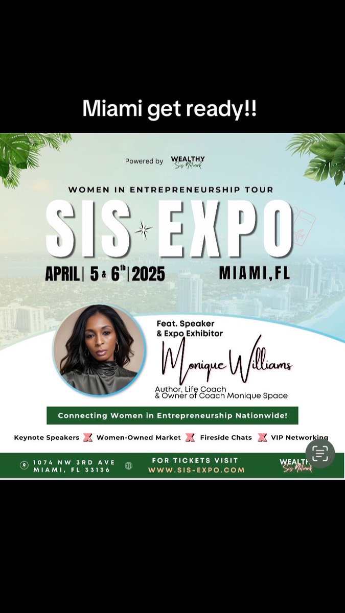 moemoejack's tweet photo. Miami get ready @sisexpo coming to your city #lifecoach #publicspeaker #author #WomenEmpowerment https://t.co/y7Id1HwTIO