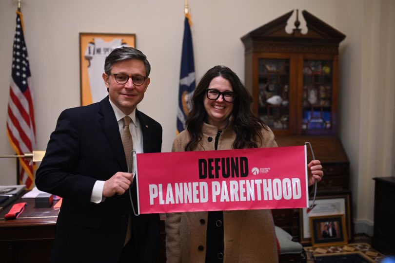 KristanHawkins's tweet photo. Speaker Mike Johnson is on board! 

Planned Parenthood, we’re coming for you next. 

@SpeakerJohnson https://t.co/GLesJWvDxT