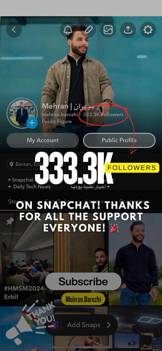 i0t0cc's tweet photo. 333.3K On #SnapChat 
@SnapAR @Snap @snapchatsupport 
Thanks For everyone 💛 https://t.co/0zHfrpX80Y