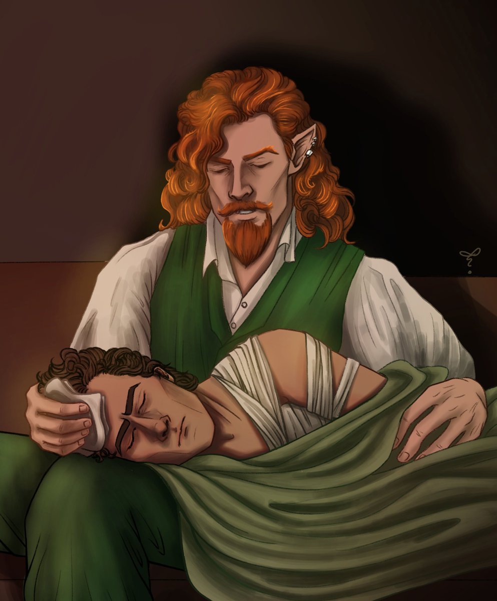 Tiofrean's tweet photo. The moment a book goes so hard you draw fanart for it...๐๐โฅ๏ธ A banged-up #FetchPhillips and #EliahHendricks from #SunderCity because I can't seem to get those two out of my head. (I need more flashback scenes, please and thank you!)
#illustration #art #ToraDraws #digitalart https://t.co/9Zt8IwOm22