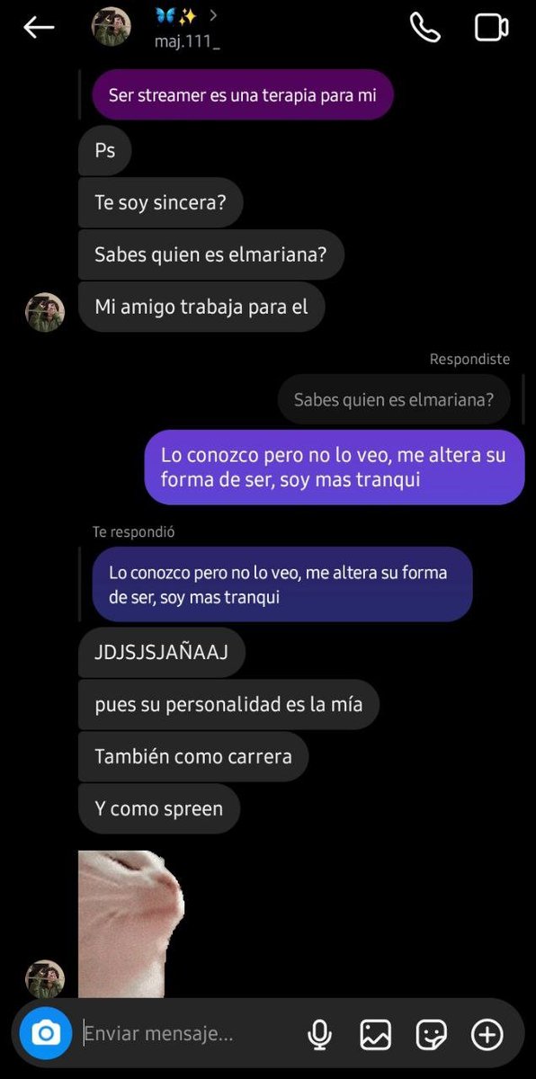 Kimosabitsu's tweet photo. sinceramente no se que pretendia queriendo decirme que tenia un conocido en comun con spreen quiza queria engancharme con algo pero no le di pelota
ya a este punto sospechaba que algo buscaba y le pregunte su edad https://t.co/dsndcc73uS