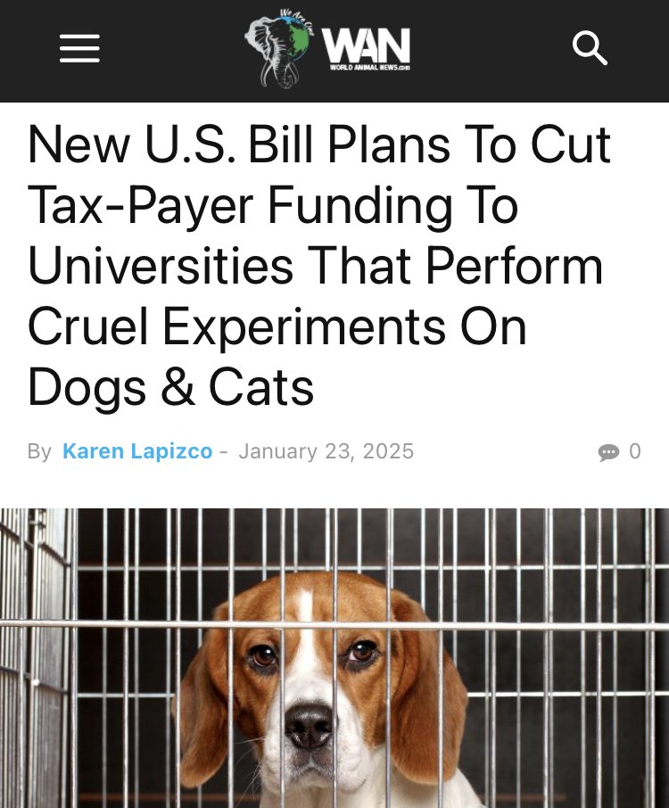 WCW Senior VP: 

"We applaud Rep. Malliotakis for introducing the HELP PETS Act to create consequences and cut all taxpayer funding to colleges that continue to torture dogs and cats in wasteful experiments"

📰New U.S. Bill Plans To Cut Tax-Payer Funding To Universities That
